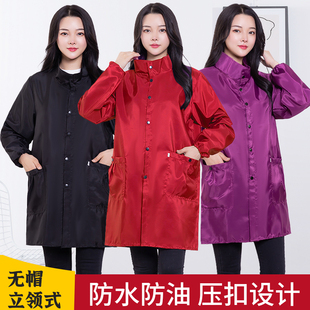 做饭女圆领外套防油工作服薄款 防水长袖 围裙罩衣大人家用厨房时尚