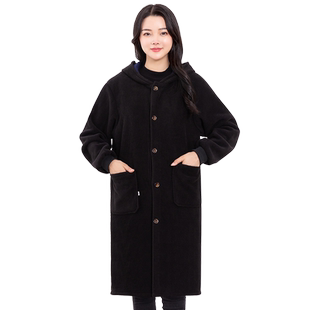 冬天保暖大人长款罩衣绒面男女家用厨房围裙厚外套加绒工作服大褂