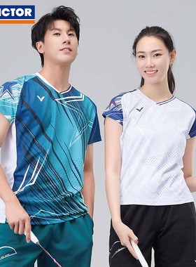 26新victor胜利羽毛球服威克多省队比赛服男女易干运动短袖T60013