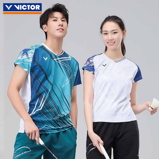 26新victor胜利羽毛球服威克多省队比赛服男女易干运动短袖T60013