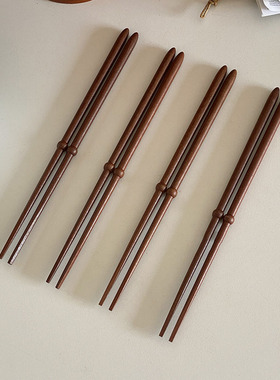 木筷子家用高档防滑耐高温新款创意中古风子弹头实木餐具家庭快子