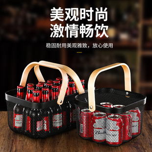 购物篮酒吧KTV零食小吃手提篮商用夜场水果饮料酒水啤酒箱提酒篮
