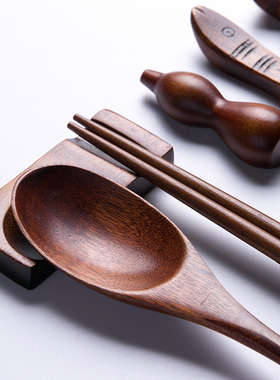 木质筷子架家用高档日式餐厅酒店专用餐具摆台筷枕筷托筷勺两用架