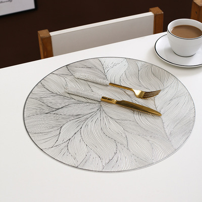 餐垫高级感轻奢圆形防水隔热防烫PVC烫金西餐桌垫好看的碗垫盘垫