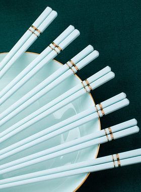 高端陶瓷筷子家用防滑耐高温易清洗家庭装高档轻奢餐具精品骨瓷筷