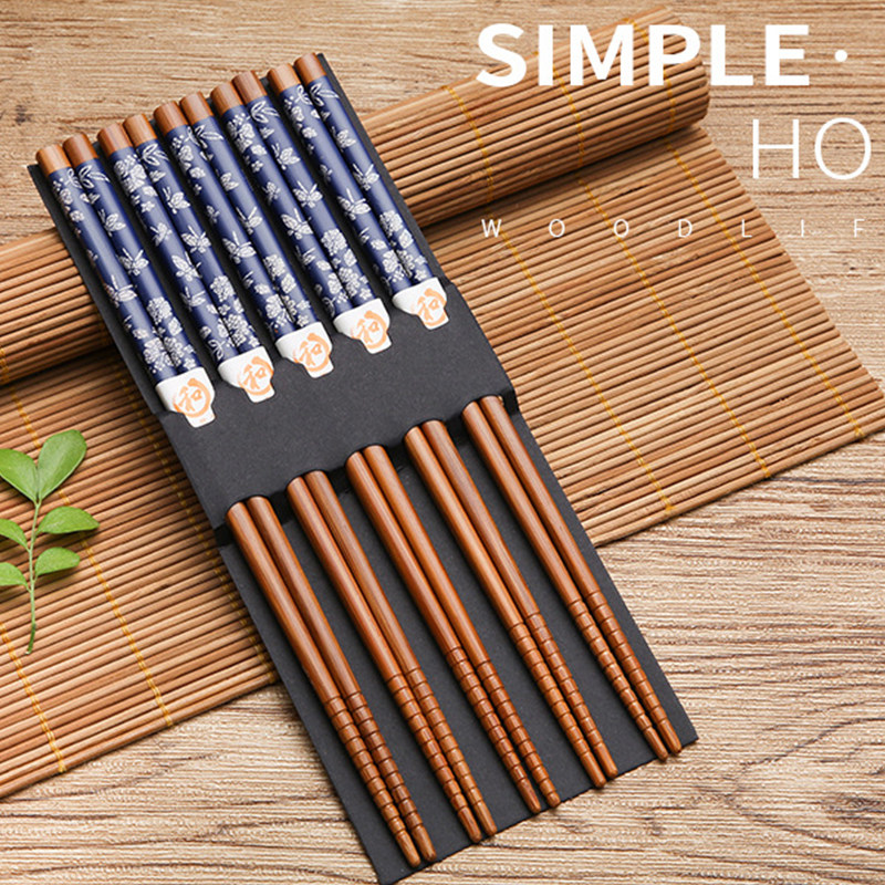 竹筷子日式和风木质餐具筷高档家用尖头防滑一人一筷盒装家庭快子,餐饮具,筷子,淘宝优惠券,粉丝福利购,淘宝优惠卷