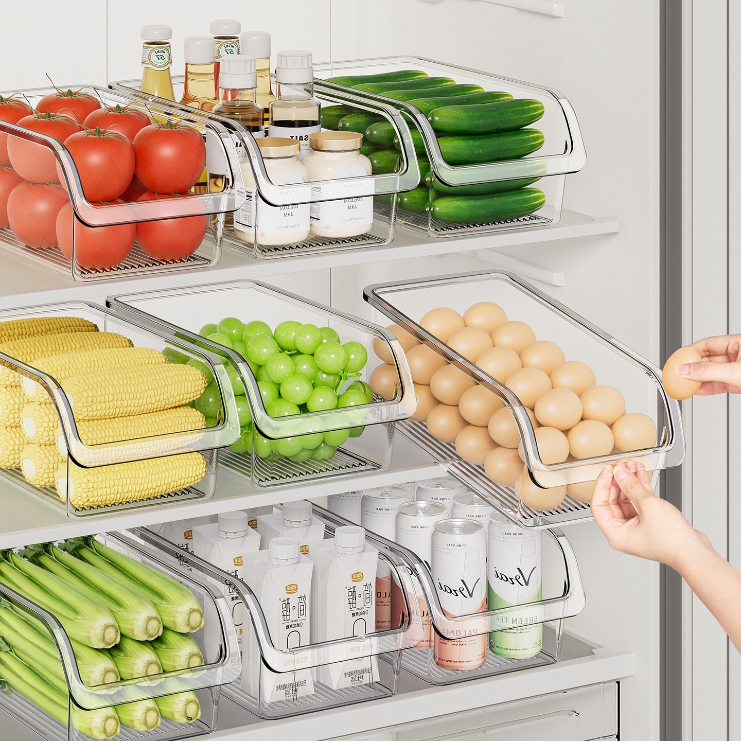 冰箱收纳盒食品级鸡蛋保鲜盒抽屉式厨房整理神器蔬菜水果盒子,收纳整理,食物收纳盒,淘宝优惠券,粉丝福利购,淘宝优惠卷