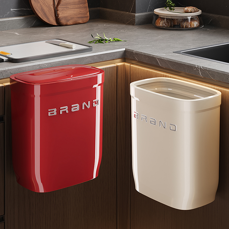 厨房免弯腰挂式垃圾桶带盖卫生间