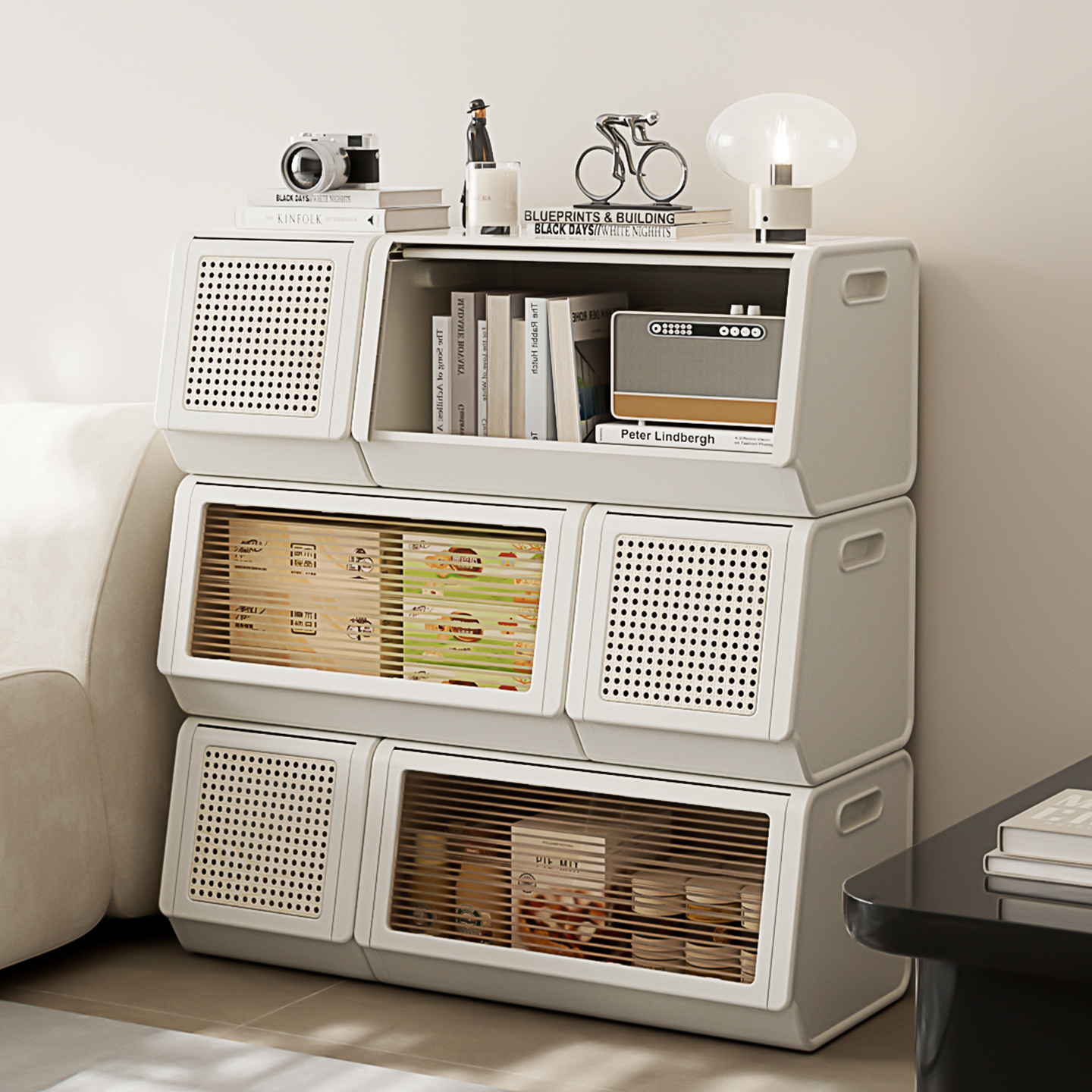 客厅收纳柜多层杂物零食整理箱