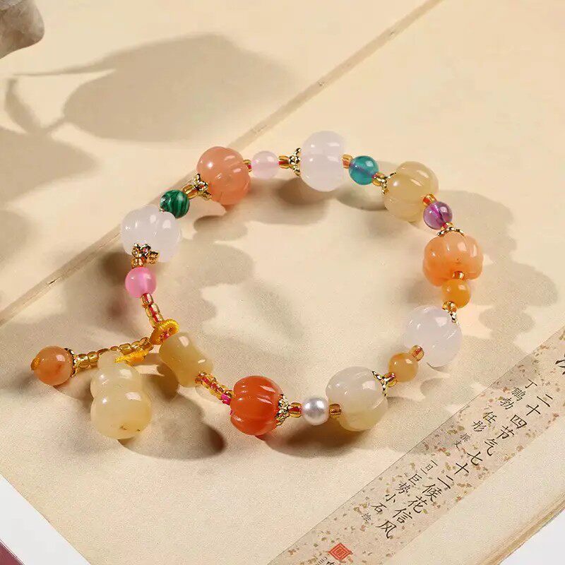国风金丝南南瓜葫芦手链新中式水晶手串高级百搭简约小众设计古风