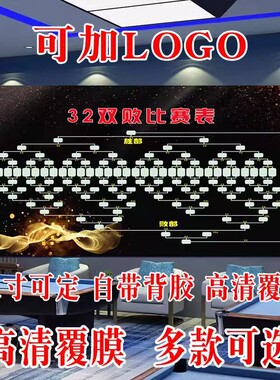 16人32人64人双败单败台球比赛规则64强晋级表桌球厅对阵表贴纸画