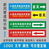 新风系统标识不干胶标签送风回风排风空调管道管路提示贴纸通用款