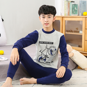 红豆青少年秋衣秋裤套装纯棉男中领保暖内衣全棉毛衫薄初中学生中