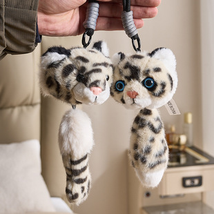 仿真豹子抽拉挂件玩具毛可爱呆萌雪豹挂件动物园礼物