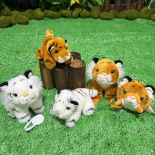 仿真小老虎磁吸趴肩公仔站肩白虎冰箱贴动物园同款儿童礼物