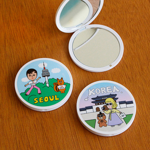 oohlala韩国代购 怪阿姨化妆镜手镜随身便携迷你小镜子ins风小众