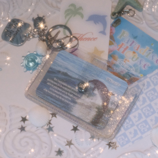 thence 韩国代购透明亮片闪光学生校园卡包交通卡零钱证件包卡夹