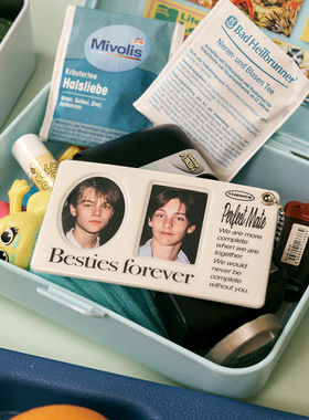 Thence韩国代购 美式复古钥匙扣爱豆相片证件照收纳挂件CP钥匙链