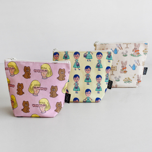 oohlala韩国代购 怪阿姨棉质船型收纳袋护肤品收纳大容量化妆包