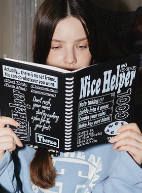 Thence韩国代购 美式复古横线记事本手账线圈本学习办公笔记本ins