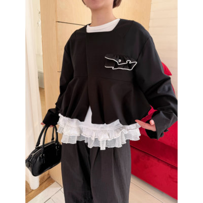 小众日韩花边小口袋花苞短西装