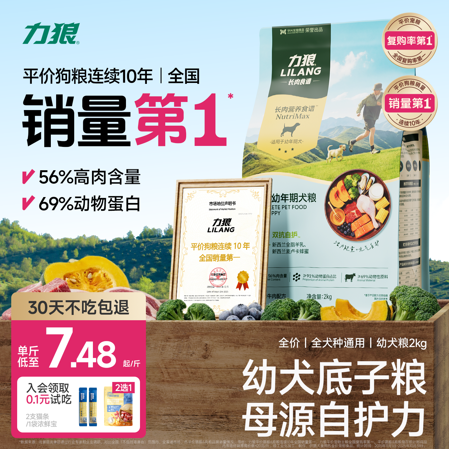 力狼狗粮幼犬粮小型犬泰迪柯基比熊金毛博美拉布拉多幼年专用奶糕
