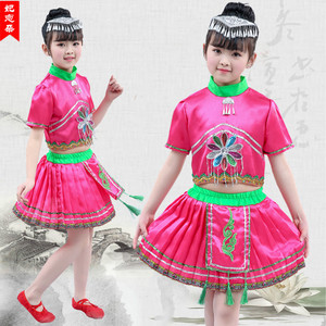 贵州苗族服装女童民族舞蹈演出服瑶族土家族舞台小荷风采苗家衣服