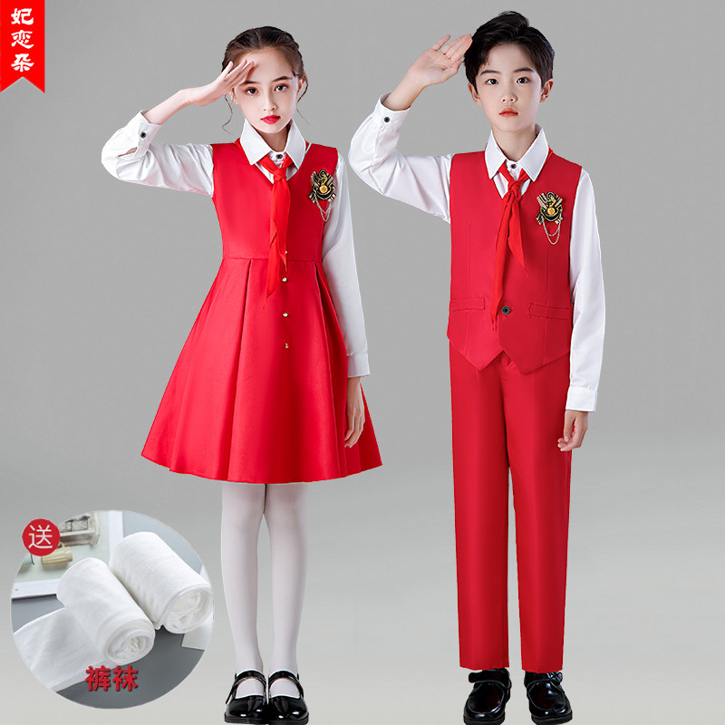 学生男女童合唱服新款2022套装红