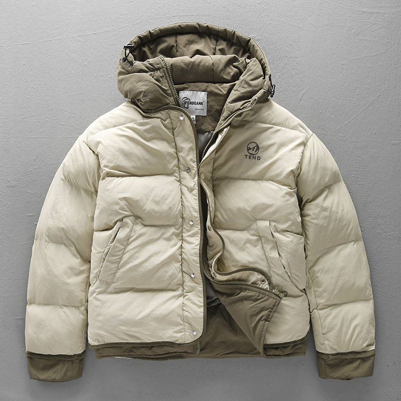 刺绣假两件羽绒棉服男设计感宽松休闲连帽面包服OV百搭棉衣外套潮