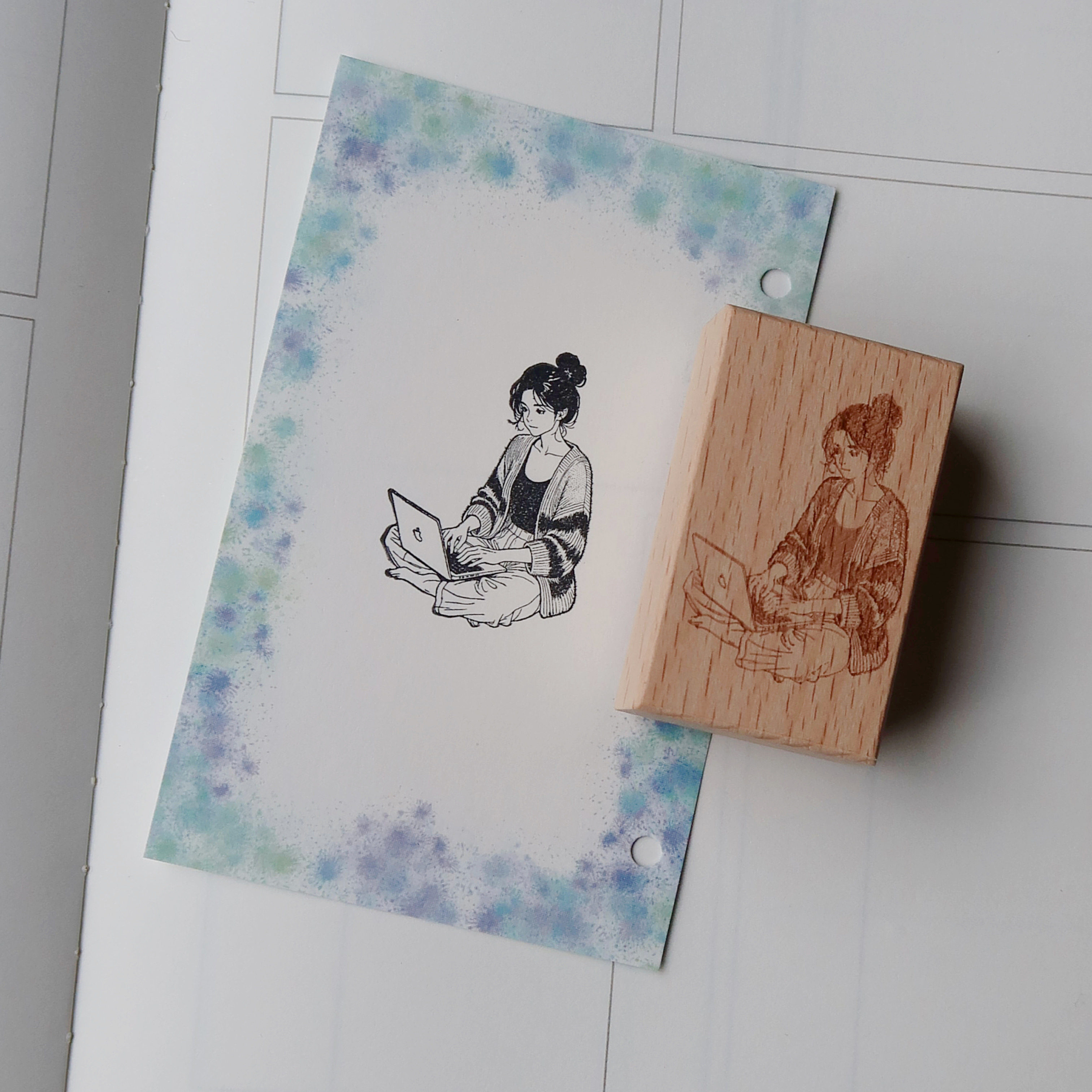 thumbnail for ST journal Girl's daily life scene beech notebook wooden seal material wooden seal second installment