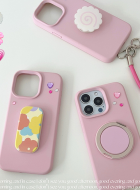 MUSEMOON初春繁花 粉粉嫩嫩的樱花粉色推拉支架液态硅胶手机壳可360旋转支架适用mate70pro小米15ultra苹果16