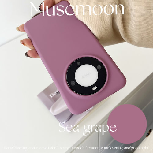 MUSEMOON温柔紫色液态硅胶手机壳软糯防摔的橡皮擦手感高级纯色ins风适用华为mate70/P80pro小米17findx8苹果
