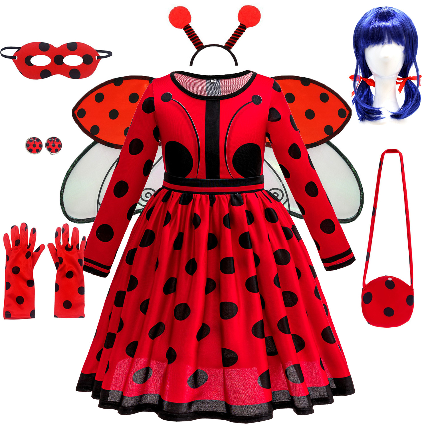 波点瓢虫少女表演连衣裙