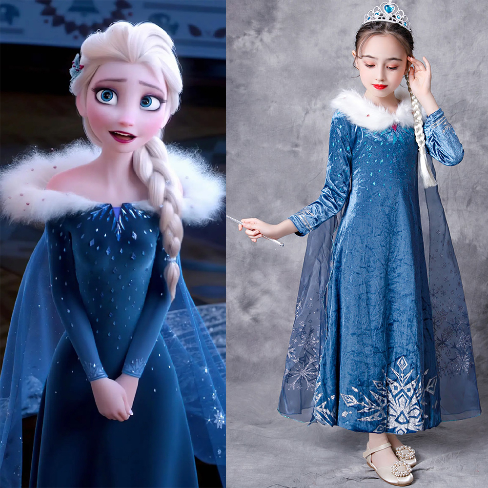 女童春秋冬冰雪奇缘爱莎公主裙