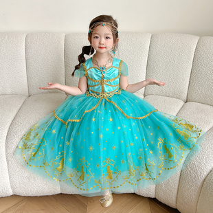 欧美万圣节儿童连衣裙 阿拉丁神灯茉莉公主裙cosplay儿童六一礼服