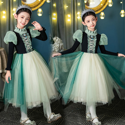 女童冰雪奇缘安娜毛衣公主裙