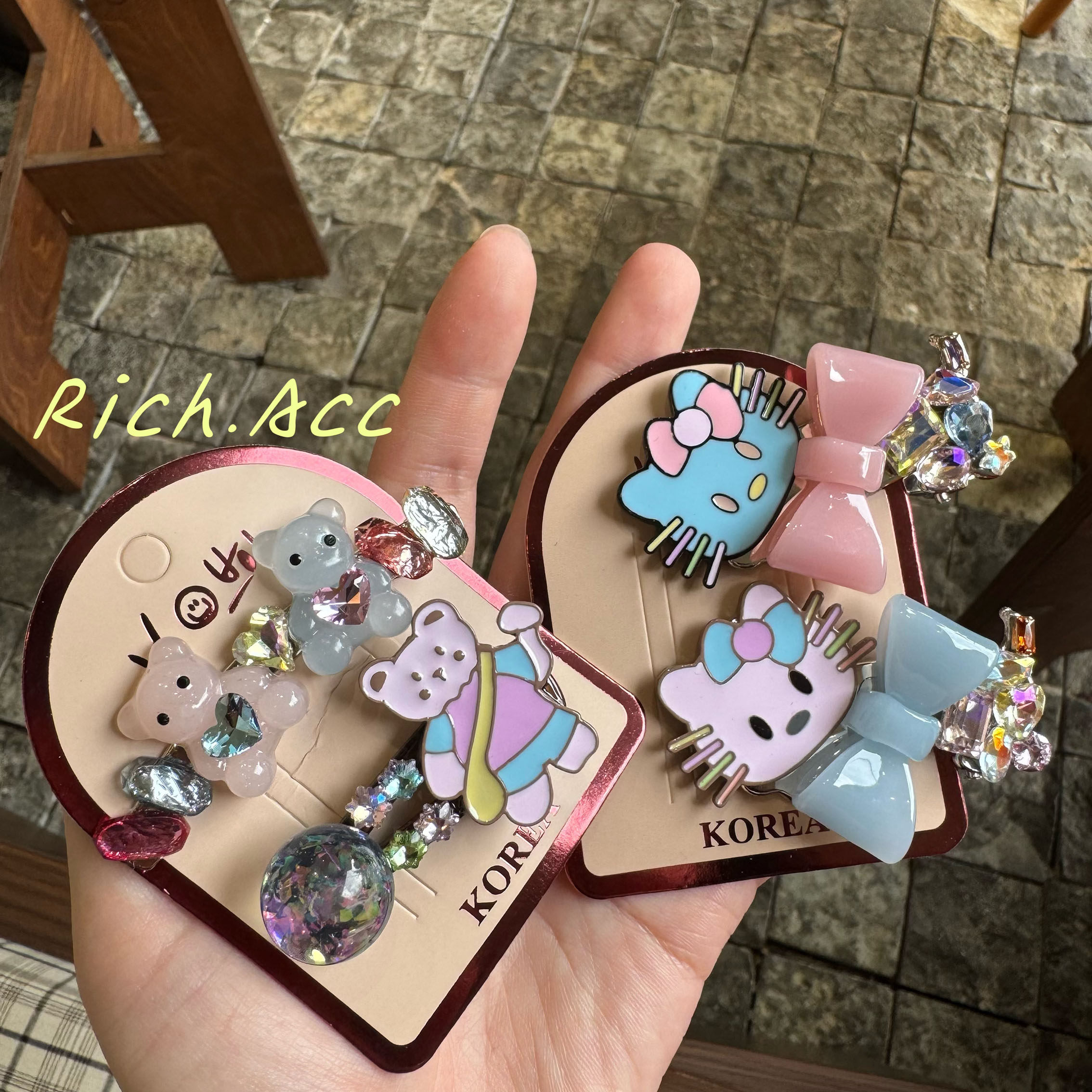 【实拍】出口韩国品质果冻小熊蝴蝶结发夹甜美减龄个性刘海夹发饰