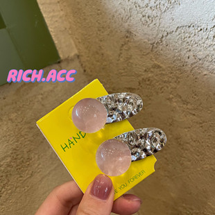 ins金属透明球球发夹韩国东大门少女甜美刘海碎发边夹新 实拍