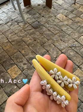 【实拍】今年要买黄色发夹~仿珍珠花朵名媛气质法式少女发饰边夹