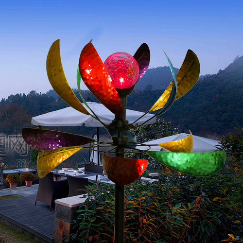 七彩铁艺旋转院子创意造景摆件