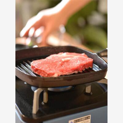 Wooden handle frying pan striped steak pot cast iron pan