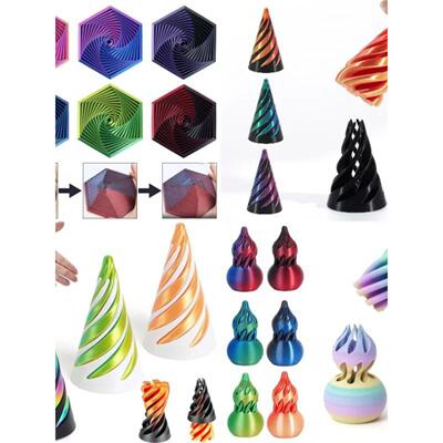 3D Printed Toys 3D Spiral Cone Rotating Pyramid Fidget Toy S