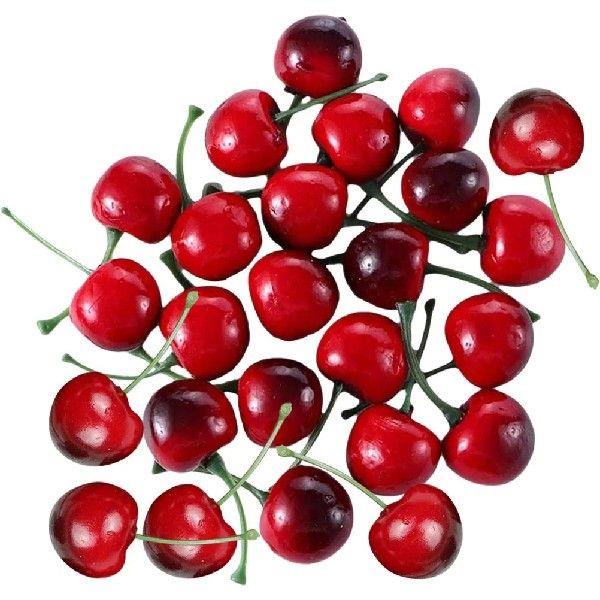 40 Pcs Lifelike Cherries Fruit Photo Props Fruits Mini Toys