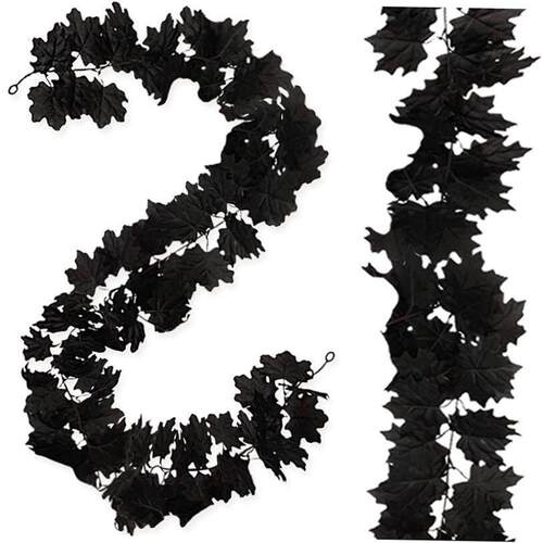 Halloween Decoration Black Simulation Maple Leaf Rattan Harv