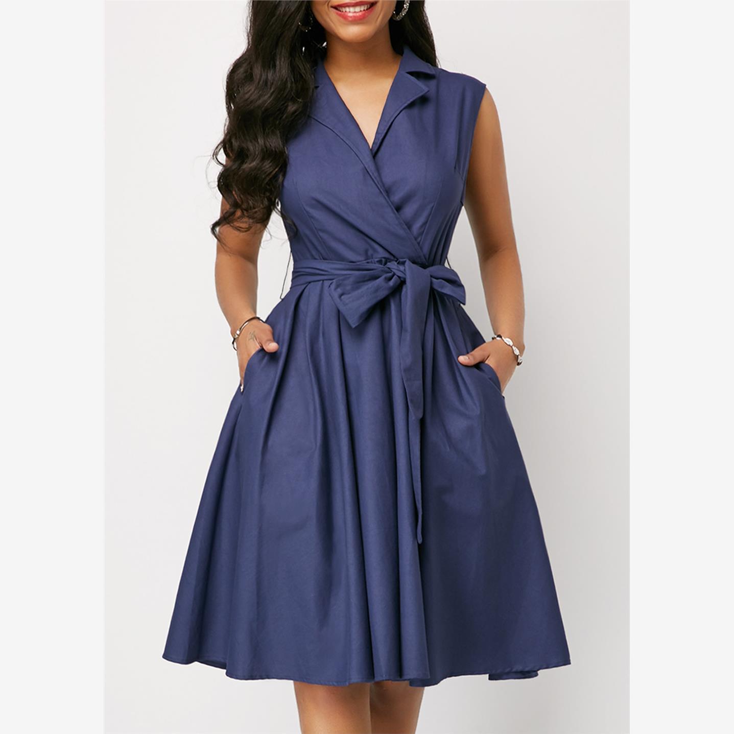 Large size 5xl 4xl women's sexy lapel tie A-line skirt d