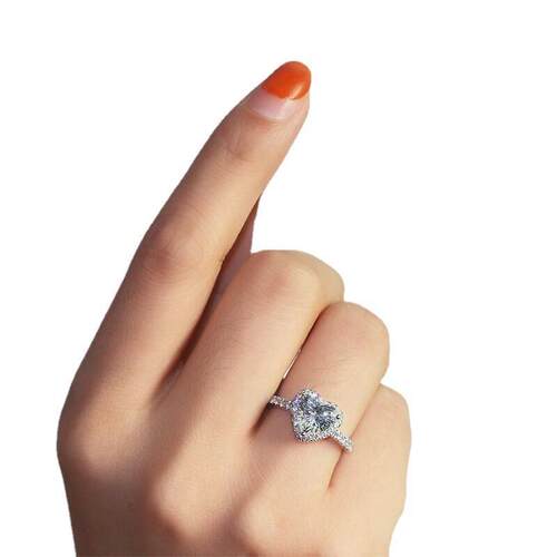 Heart Rings for Women Silver Color Bridal Jewelry Cubic Ring