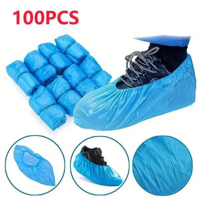 100PCS disposable waterproof shoe cover plastic non-slip foo