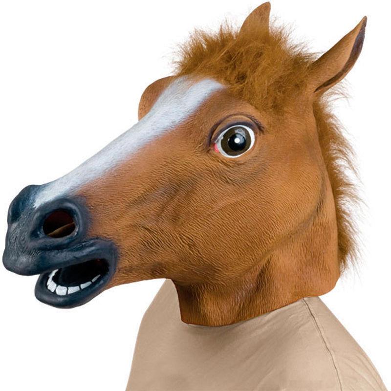 Latex Rubber horse head mask Halloween fancy dress party