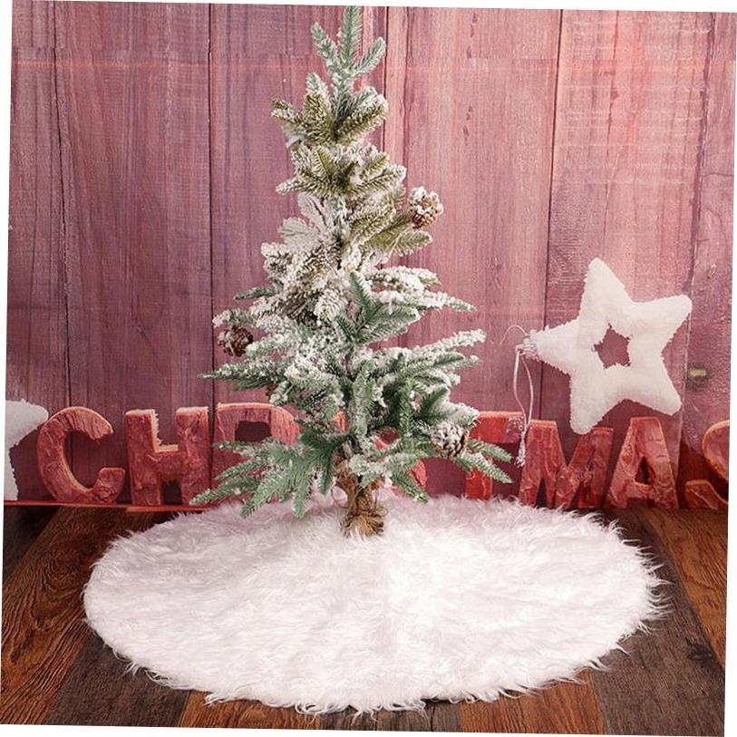 1PCS 80cm White Plush Christmas Tree Skirts Fur Carpet Merry