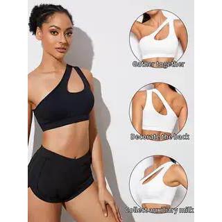 Women Sports Bra Push Up Fitness Bras One Shoulder Shockproo